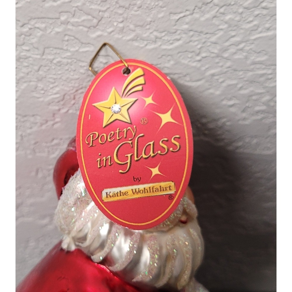 Kathe Wohlfahrt Poetry in Glass Santa with Bag of Gifts Christmas Ornament - Picture 5 of 6